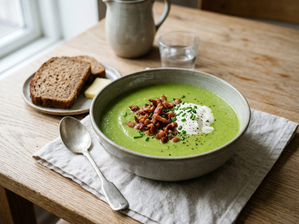 Grøn ærtesuppe med bacon