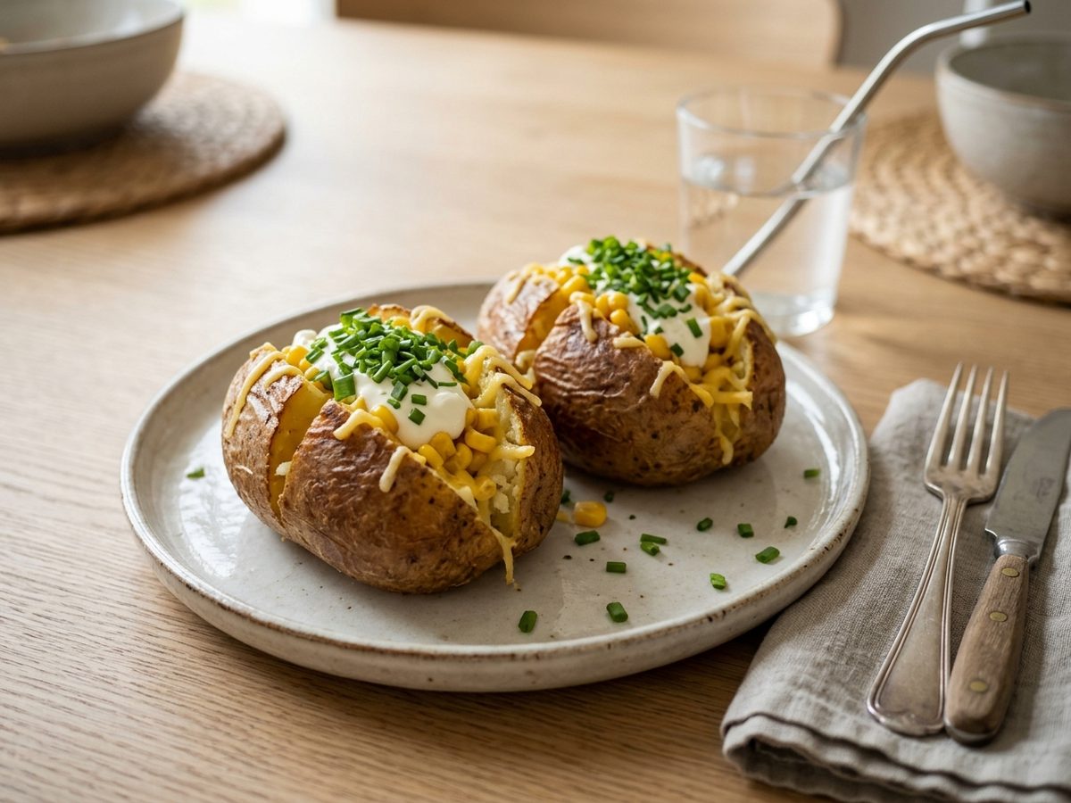 Bagte kartofler i airfryer med ost og creme fraiche
