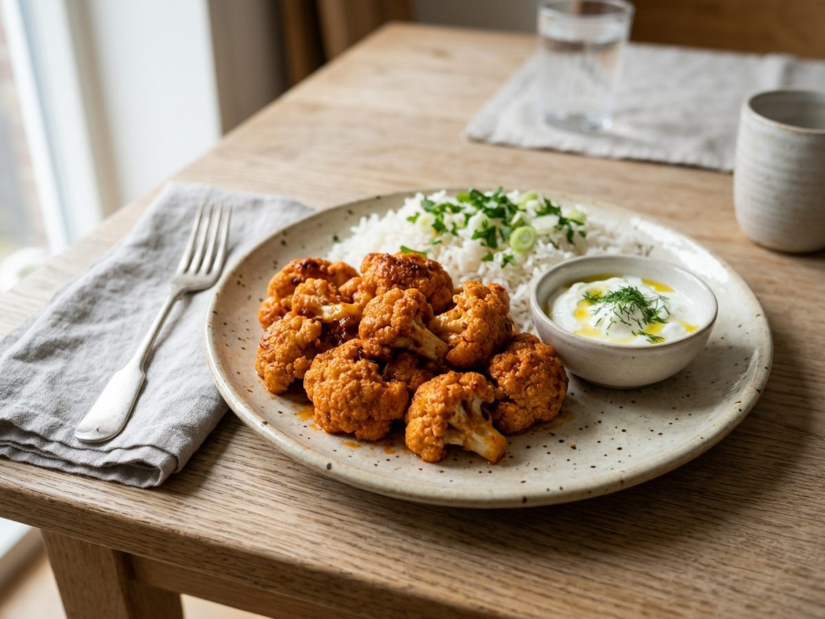 Buffalo-blomkål fra airfryeren