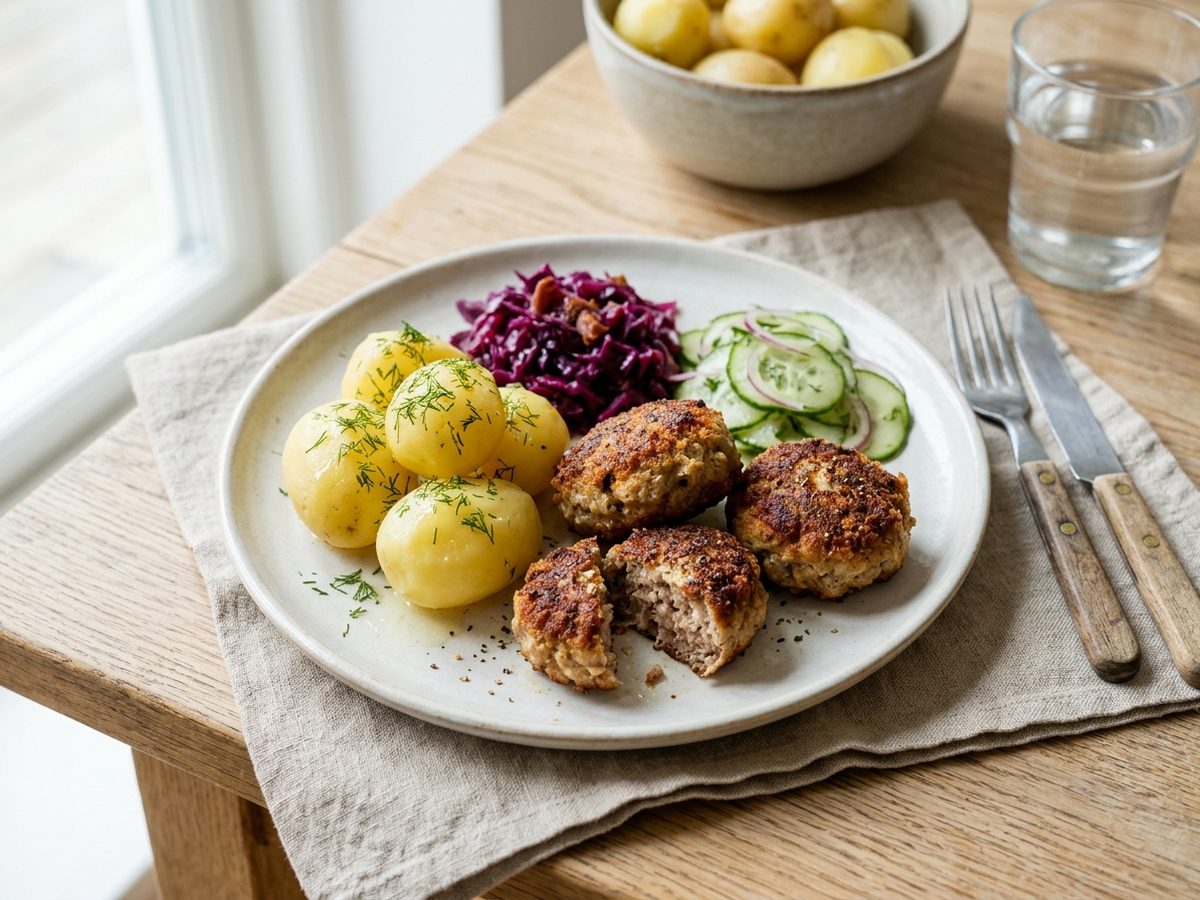 Airfryer frikadeller med kartofler