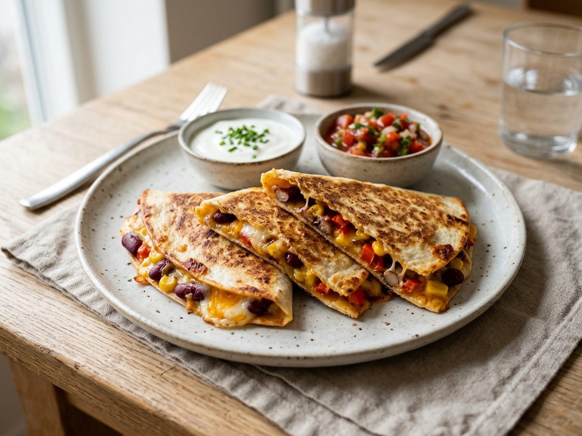 Quesadillas med bønner og ost fra airfryeren