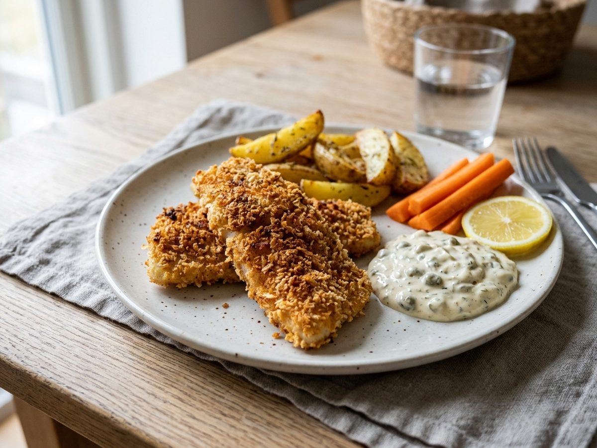 Panerede sejfileter i airfryer
