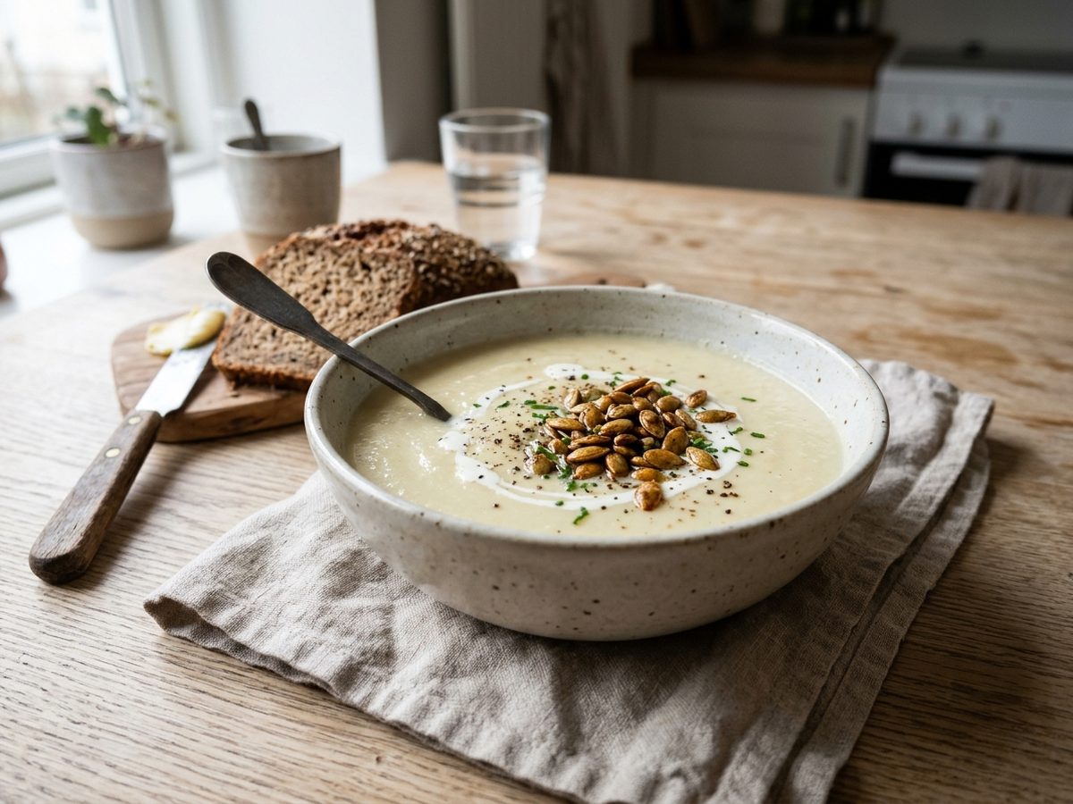 Blomkålssuppe med ristede kerner