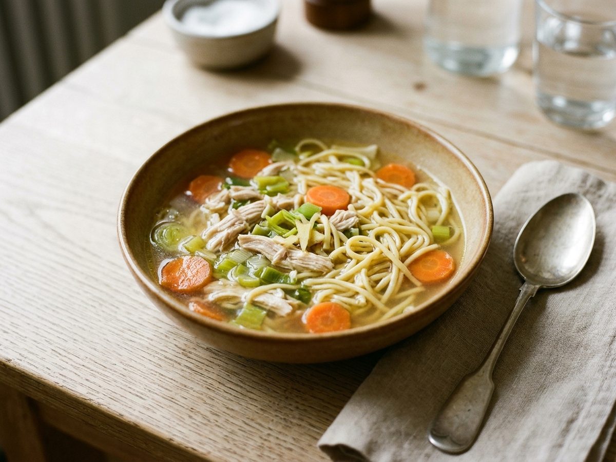 Kyllingesuppe med nudler