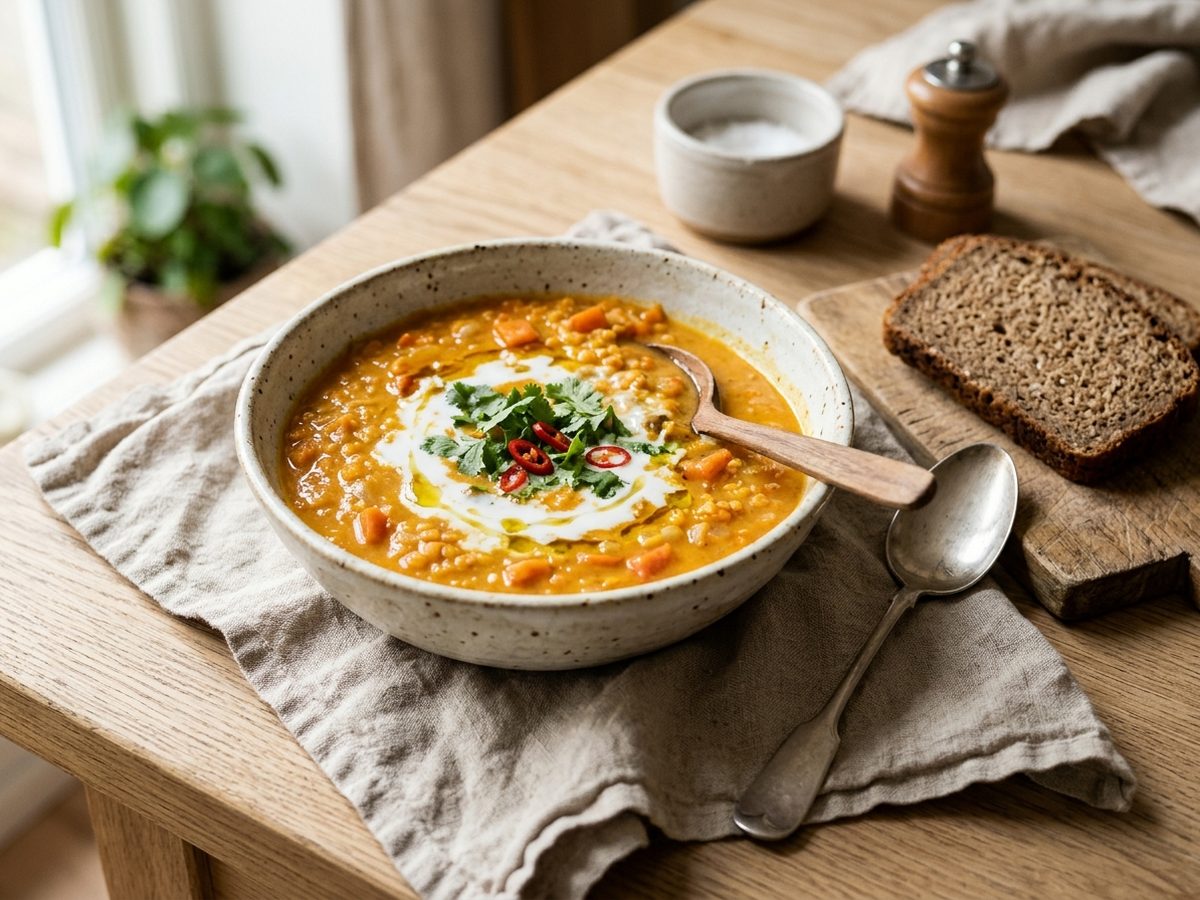 Linsesuppe med kokos og karry