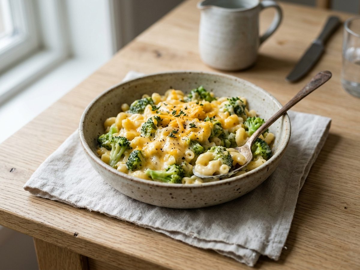 Mac and cheese med broccoli