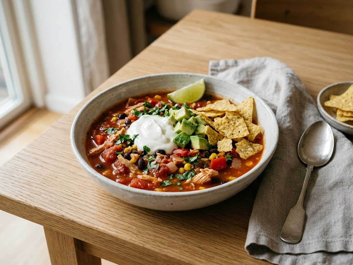 Mexicansk kyllingesuppe med bønner