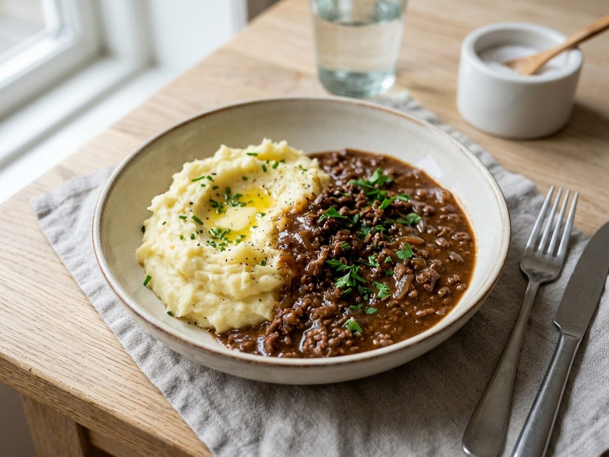 Millionbøf med kartoffelmos