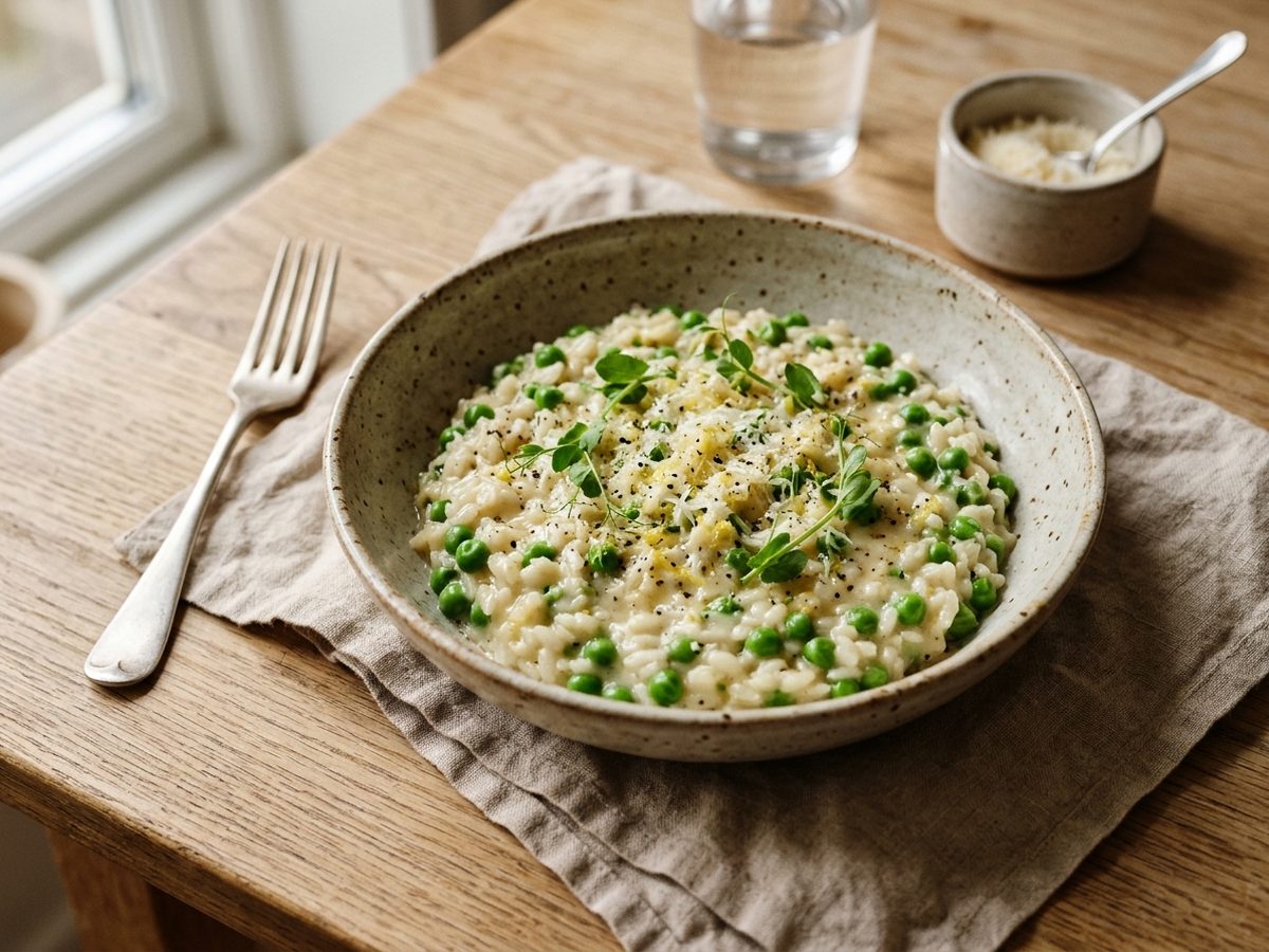 Risotto med ærter og parmesan